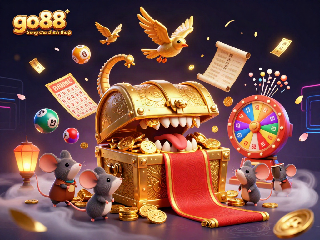 Engaging illustration of go88 trang chu chinh thuc showcasing rich gambling elements and adventure.