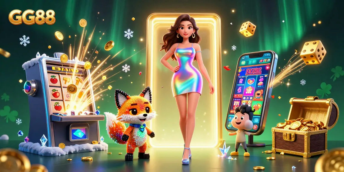 Experience the excitement at GG88 casino with a vibrant scene of games, coins, and jackpots!