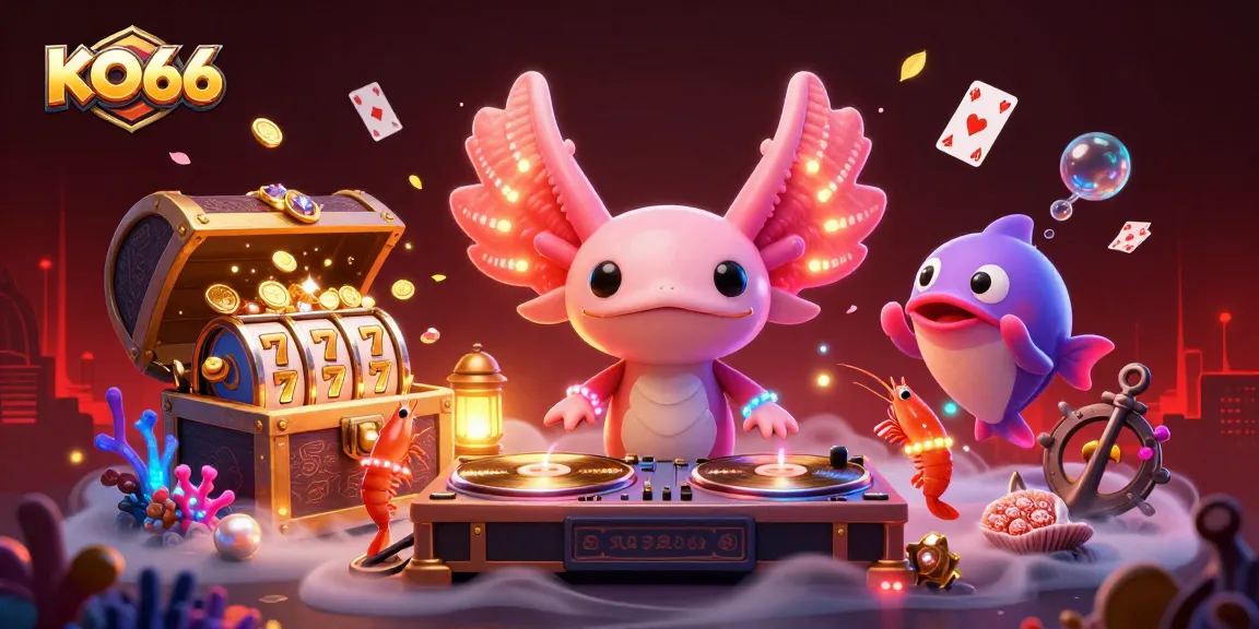 Engage with KO66's vibrant casino experience featuring an enthusiastic DJ and dynamic characters.