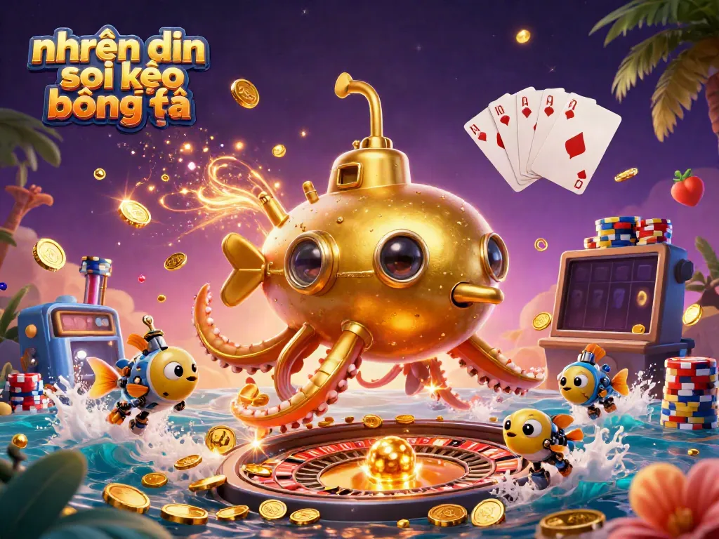 Engaging visual of nhận định soi kèo bóng đá featuring a golden kraken submarine and betting elements