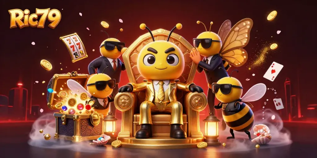 Engage with Ric79's vibrant casino experience featuring a bumblebee boss and game elements.