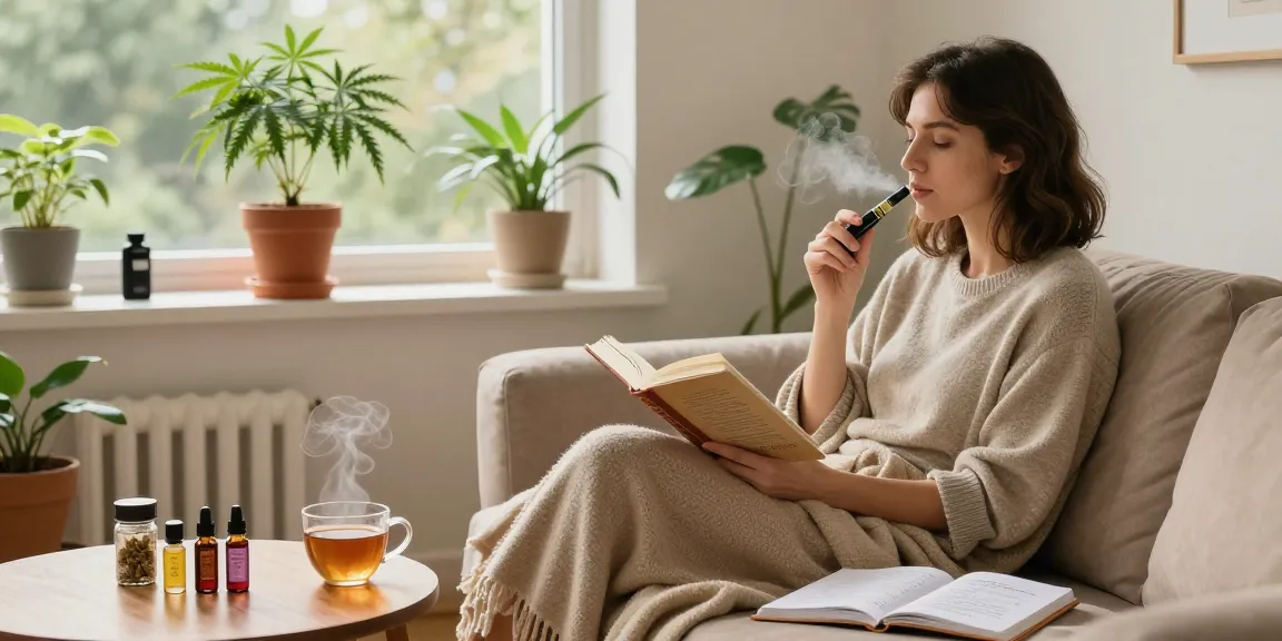THC vape UK experience for wellness seekers with natural cannabis products and vibrant living spaces.