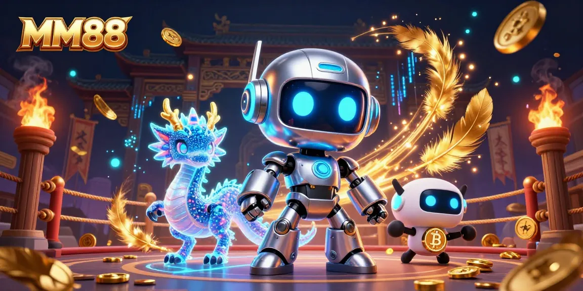 Experience thrilling gaming with MM88 in a vibrant 3D scene featuring advanced casino elements.