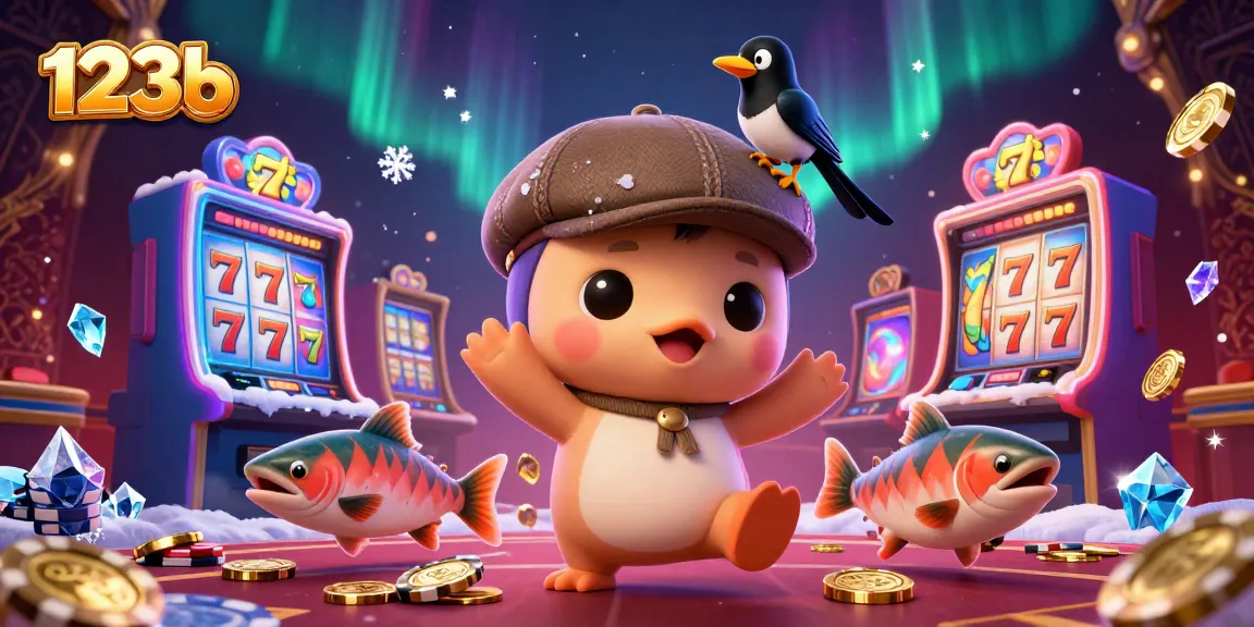 Engage with 123b’s lively casino scene featuring Nessie and quirky characters amidst vibrant slot machines.