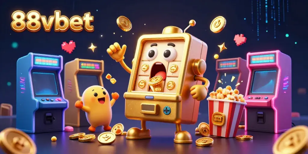 Experience exciting jackpot wins with 88vbet in this lively 3D casino illustration.