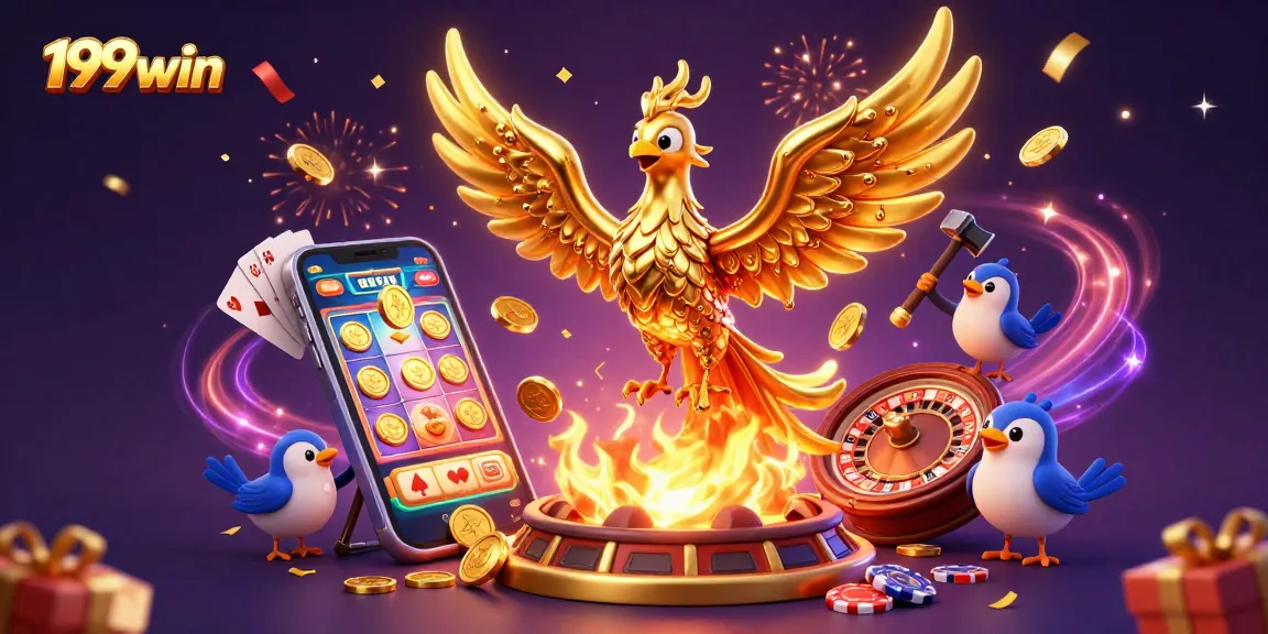 Experience thrill and excitement with 199win's immersive casino games, featuring golden phoenix and dynamic elements.
