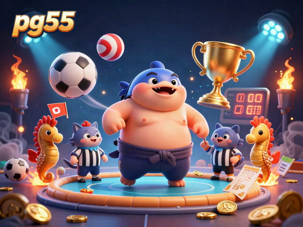 Join the excitement with pg55 as vibrant 3D cartoon characters engage in thrilling sports betting action.