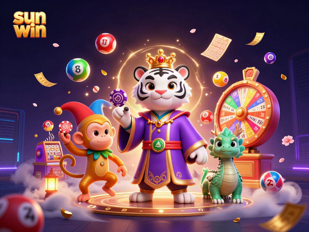 Experience thrilling wins at sun win with a vibrant illustration of casino fun.