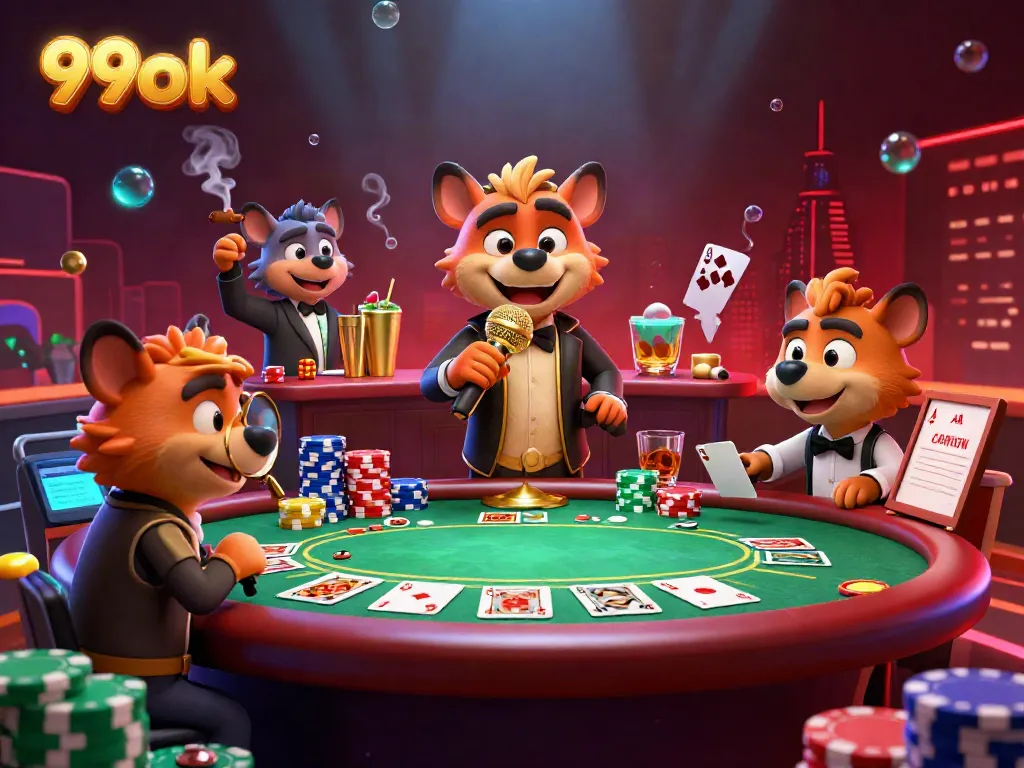 Hyenas perform at a vibrant 99ok casino, showcasing comedy, drinks, and poker excitement.