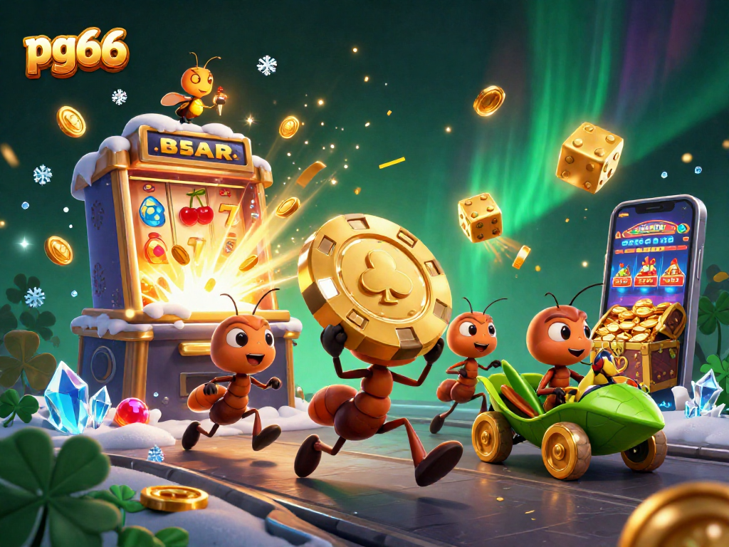 Experience exciting gameplay at pg66 with animated heist and bursting slot machine visuals.