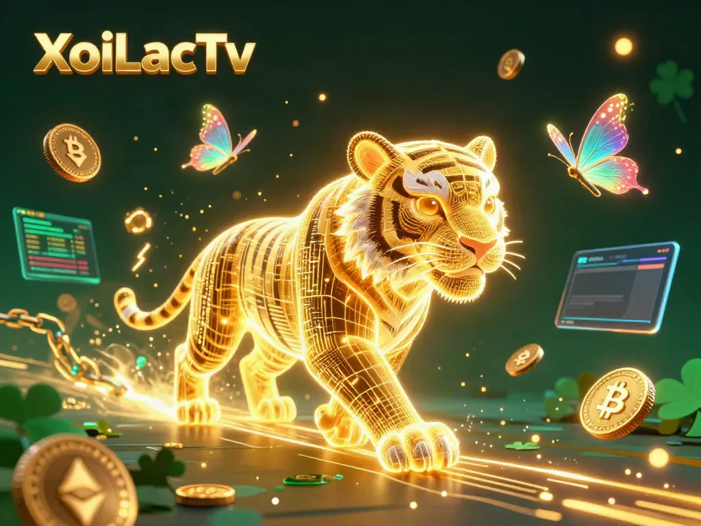 XoiLacTv brings excitement to the digital casino world with a golden tiger and crypto elements.