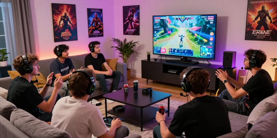 Nhóm người chơi game f168 vui vẻ trong không gian chơi game sống động.