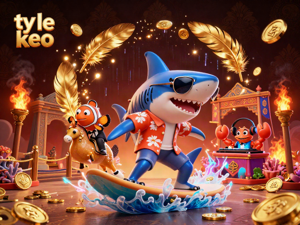 Engage in thrilling bets with ty le keo while the shark surfs on golden coins.