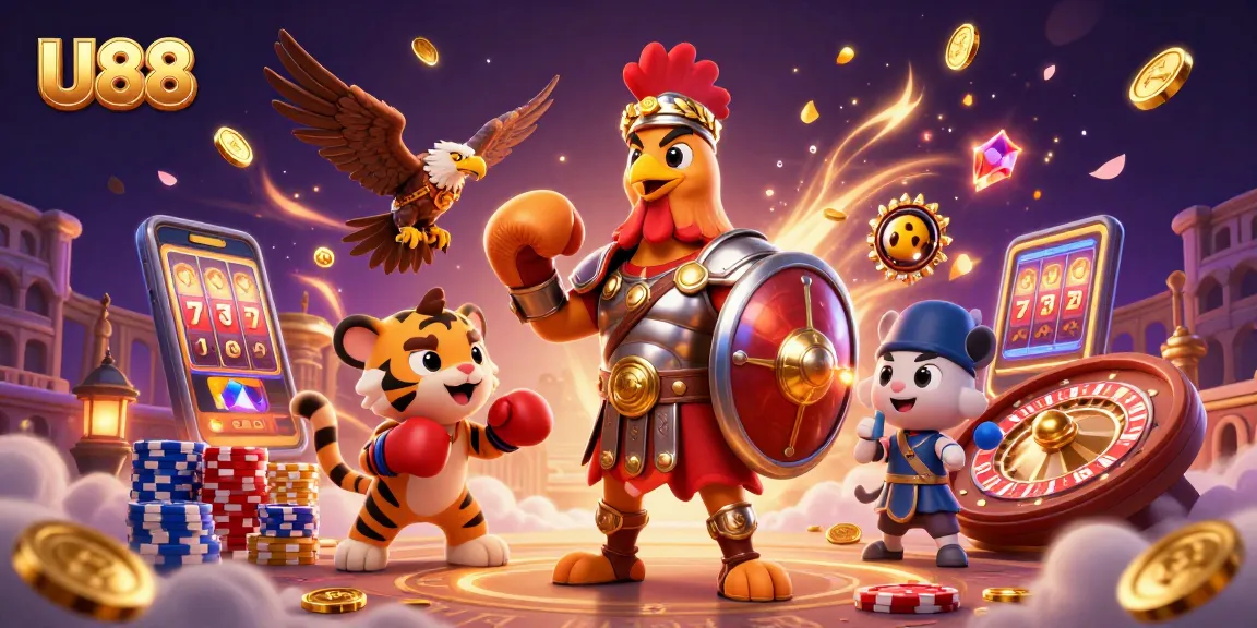 U88 players enjoy an exhilarating casino experience with golden coins and sparkling gems