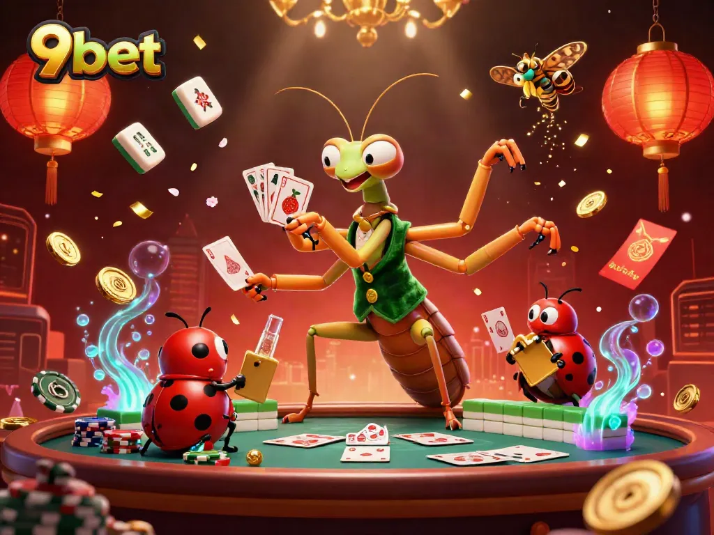 Experience thrilling live casino action with 9bet's vibrant 3D illustration featuring dynamic characters.