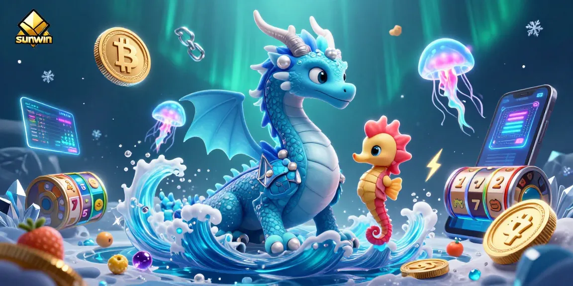 Engage in winning strategies at sunwin with vibrant casino-themed 3D illustration including characters and slot reels.