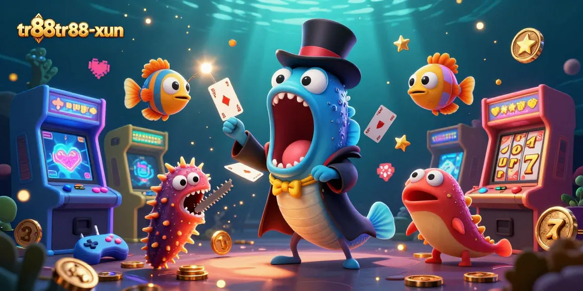 Experience the thrill of tr88tr88-xun with vibrant deep-sea characters pulling off casino magic tricks.