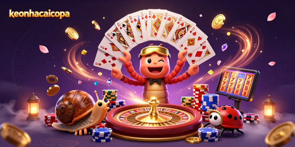 Experience thrilling gameplay with keonhacaicopa's vibrant casino scene featuring a millipede dealer and spinning roulette.