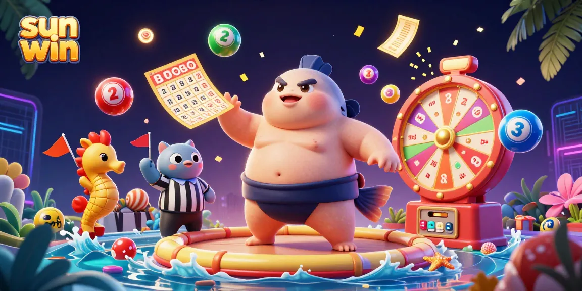 Experience the thrill of casino games with sun win in a vibrant illustration featuring lottery elements.
