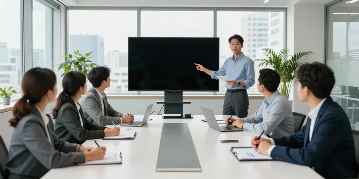 Team collaborating in a professional office to discuss how to visit the website and improve online presence.