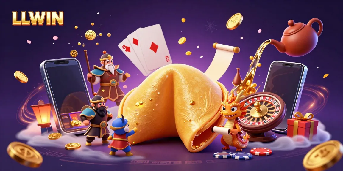 Engage with LLWIN's gaming fortune in a dynamic, colorful 3D casino scene with iconic characters.