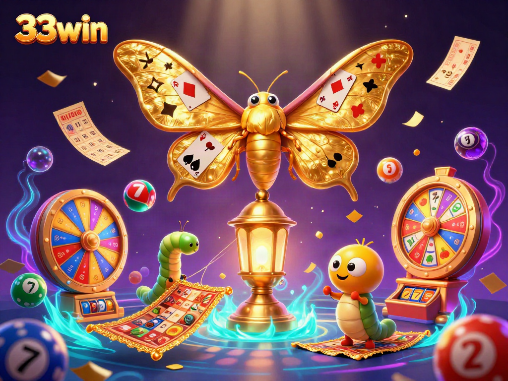 Experience the thrill of betting with 33win through dynamic lottery balls and vibrant casino elements.