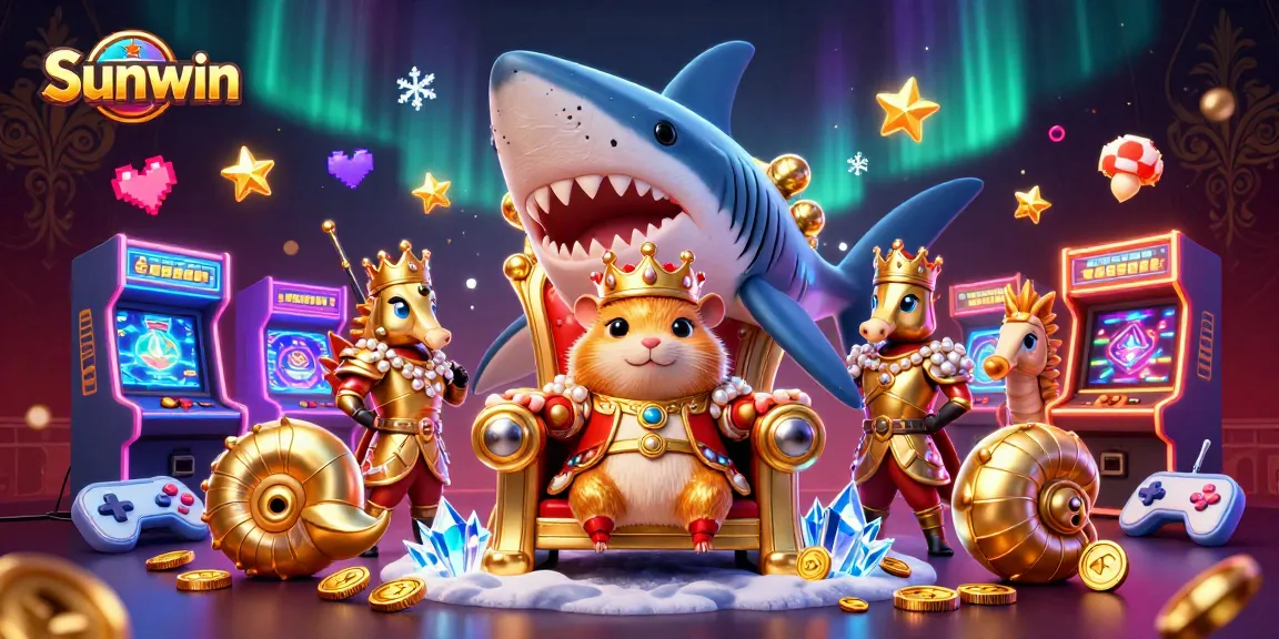 Sunwin offers dynamic slots gameplay in a vibrant casino environment with colorful characters.