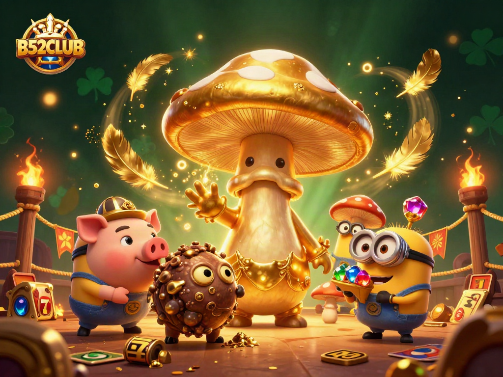 Experience the thrill of winning at B52CLUB with magical wizardry in a vibrant casino illustration.