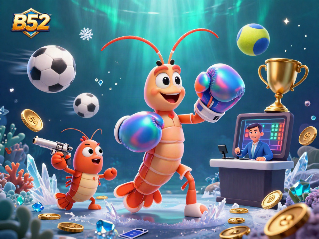B52's vibrant sports betting scene with animated sea creatures and dynamic game elements