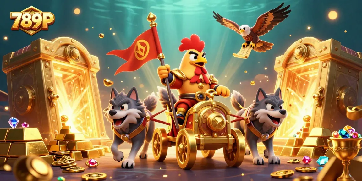 Experience thrilling gameplay at 789P with a vibrant casino-themed 3D illustration filled with gold and excitement.