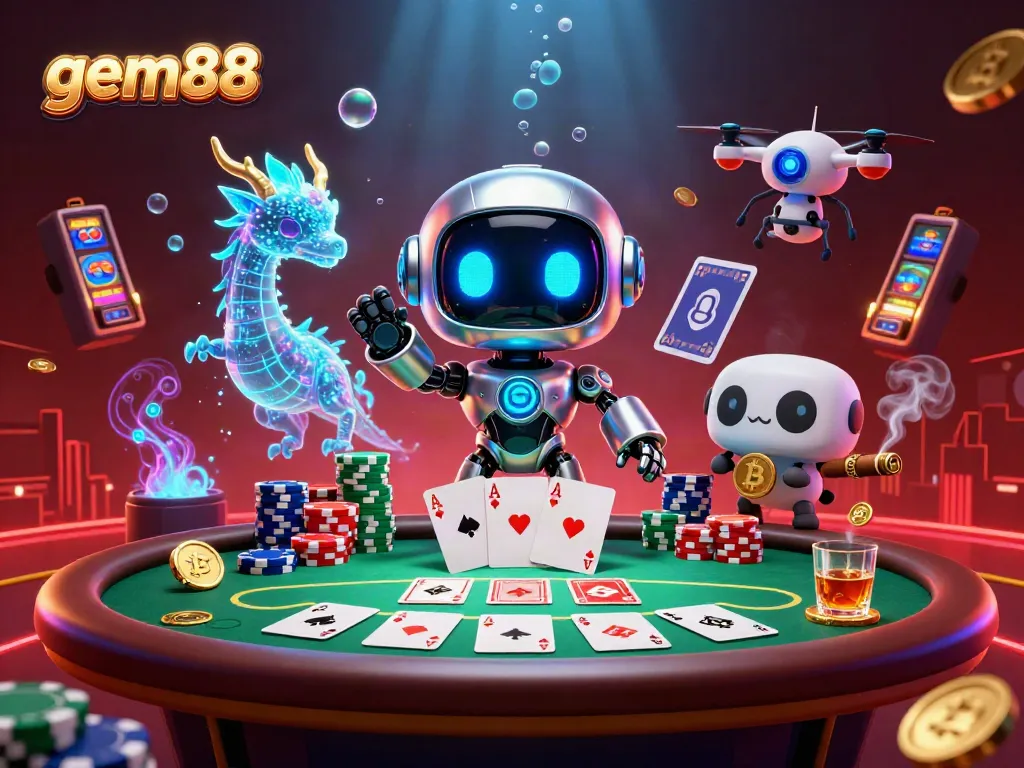 Experience casino excitement with gem88's vibrant characters and poker action.
