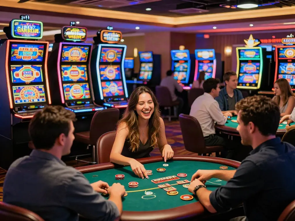 Players enjoying games at non gamstop casinos in a vibrant casino setting
