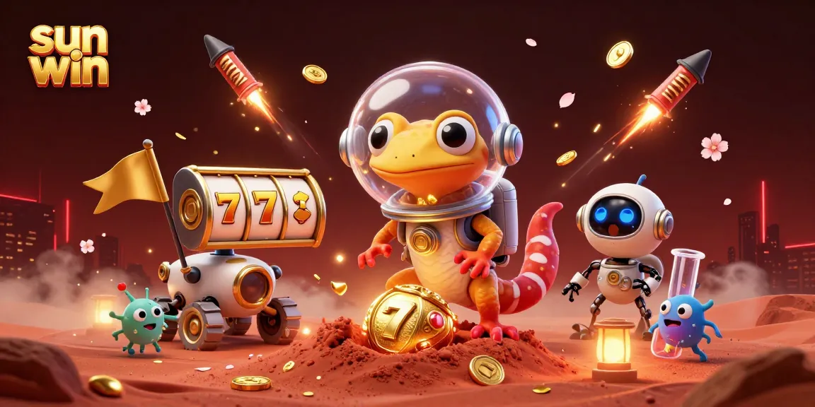 Experience sun win with our vibrant casino illustration showcasing Martian characters and dynamic gaming elements.