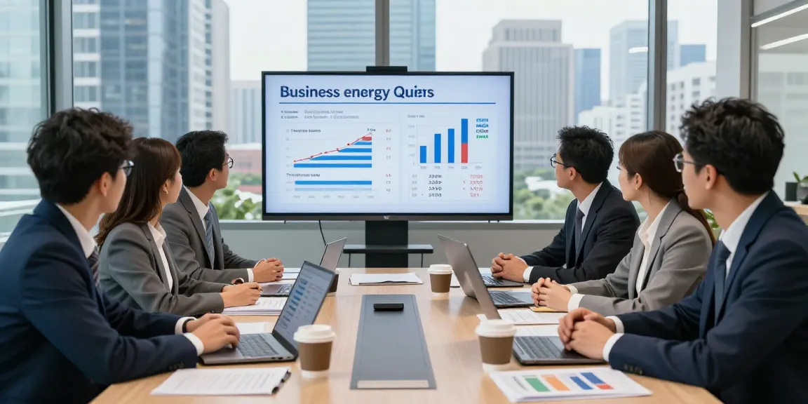Team reviewing business energy quotes in a modern office setup