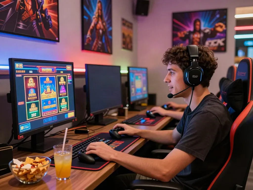Player enjoying non GamStop casinos in an immersive online gaming setup.