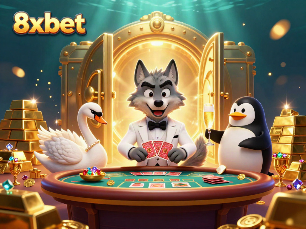 Experience the thrilling world of 8xbet with our vibrant casino scene illustrated in rich detail.