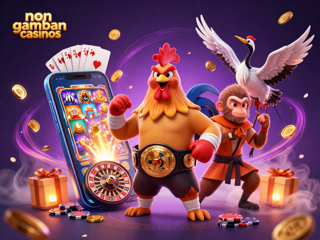 Experience the excitement of non gamban casinos with dynamic characters and gaming elements in a rich 3D scene.