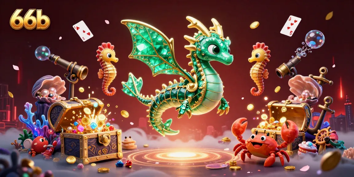 Engage with the enchanting 66b online casino featuring a vibrant treasure-filled sea dragon scene.