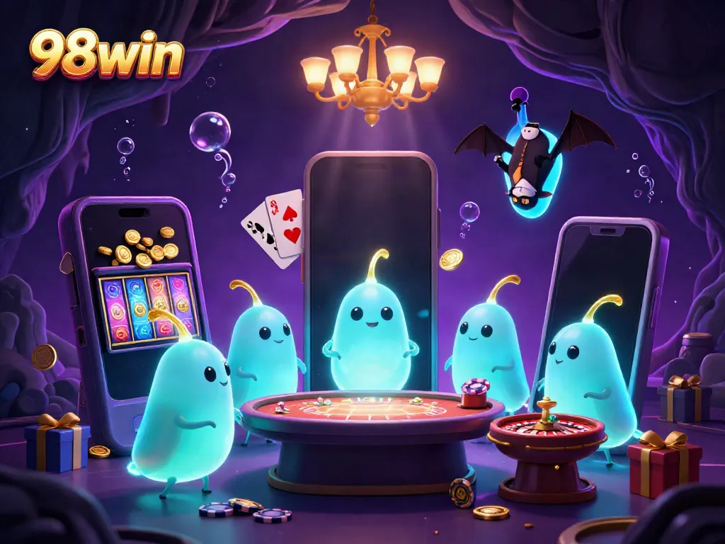 Join the fun at 98win, where glowworms light up a colorful casino scene with dynamic games and excitement.