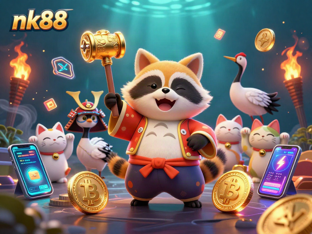 Play exciting casino games with nk88, featuring vibrant gambling elements and lively characters.