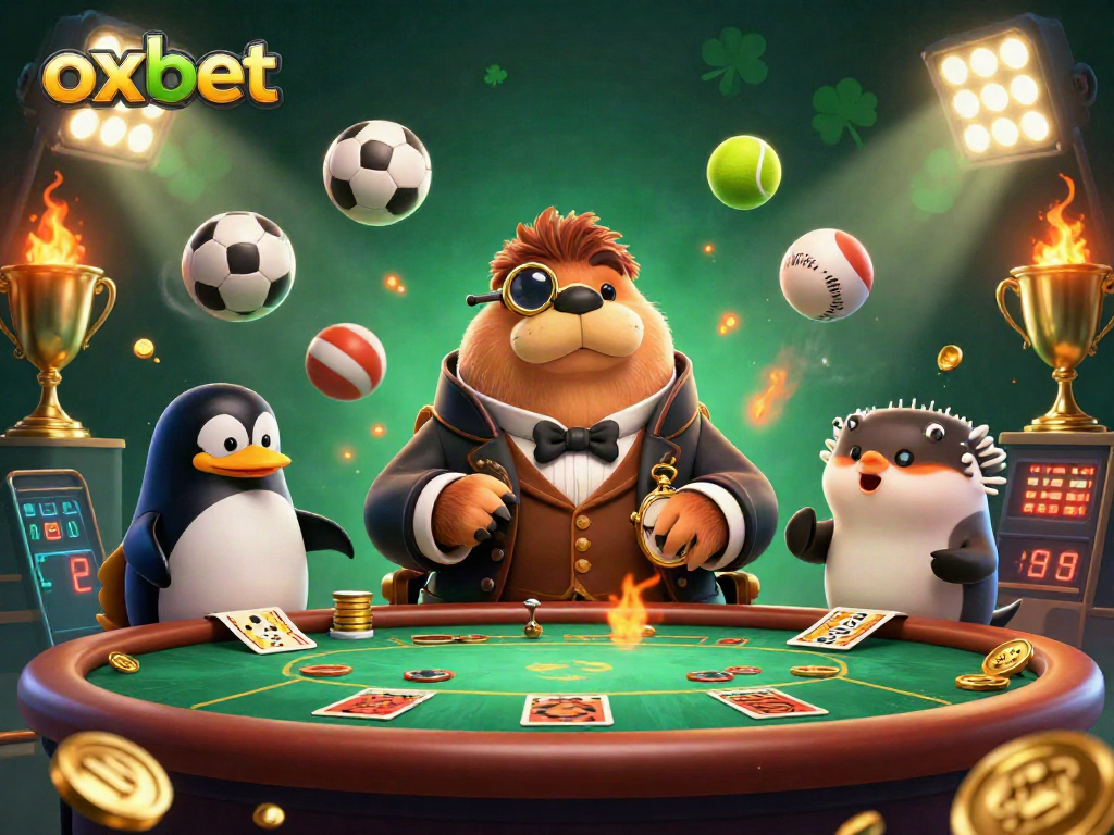 Bet big at OXBET with a jolly walrus and friends in an underwater poker game.