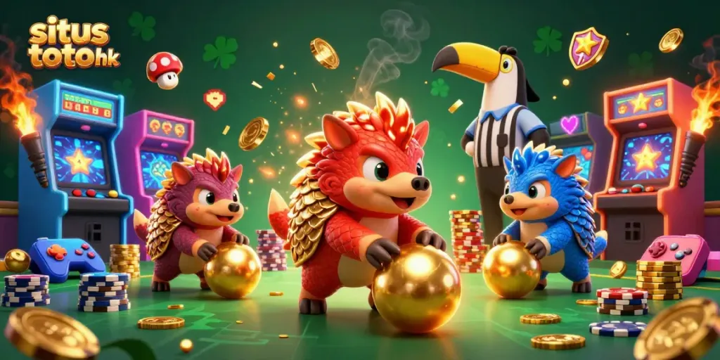 Experience exhilarating gameplay with situs toto hk through dynamic cartoon rivalry in a colorful casino scene.