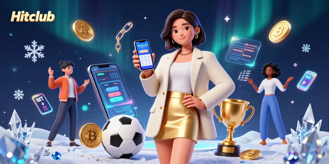 Engage in thrilling betting at Hitclub with a smartly dressed Asian woman showcasing a betting app amidst dynamic casino elements