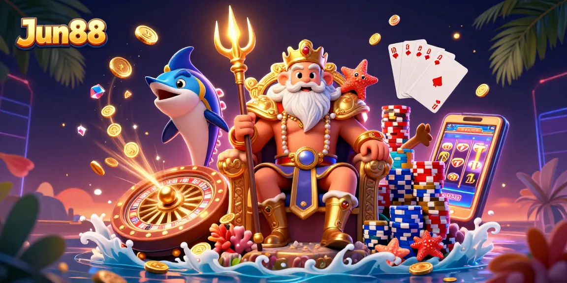 Play and win big at Jun88, featuring vibrant casino elements and a thrilling underwater theme.