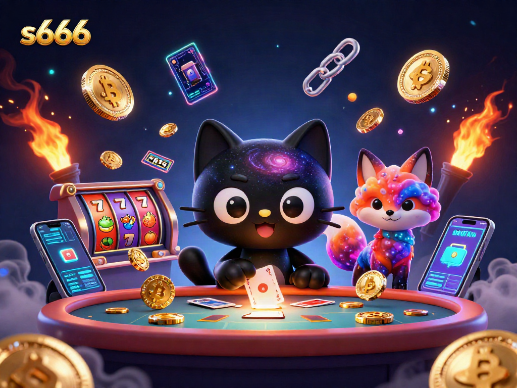 Experience the excitement of s666 at a cosmic casino with captivating characters and vibrant elements