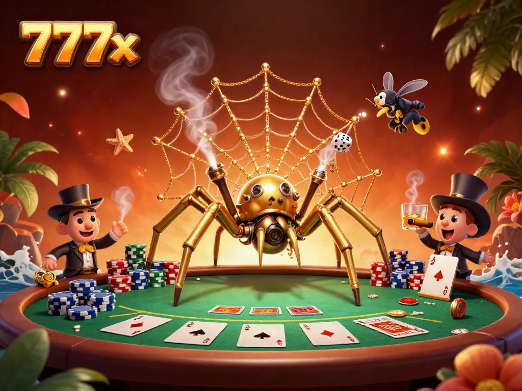 Win big at 777x with captivating steampunk-themed casino atmosphere and poker elements.