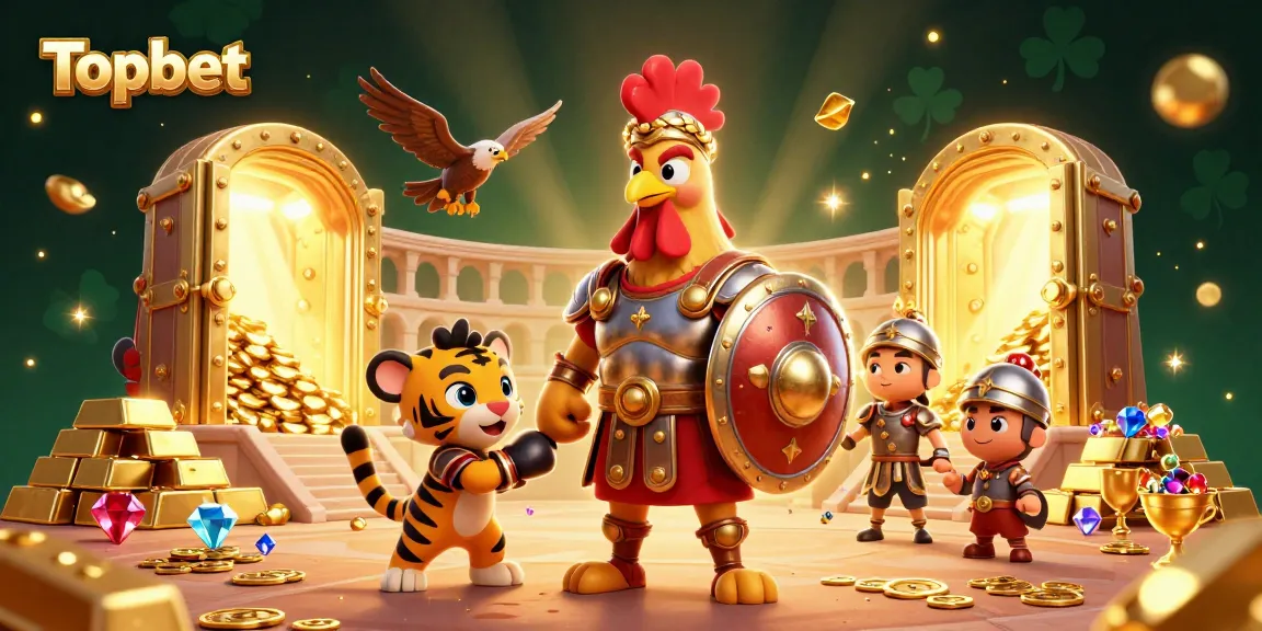 Experience thrilling gaming at Topbet with a vibrant 3D illustration showcasing dynamic casino elements and exciting features.