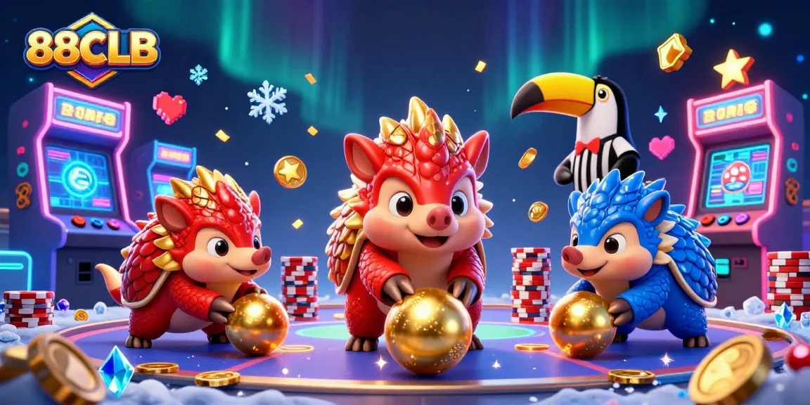 88CLB celebrates casino excitement with dynamic pangolins in vibrant gaming action.