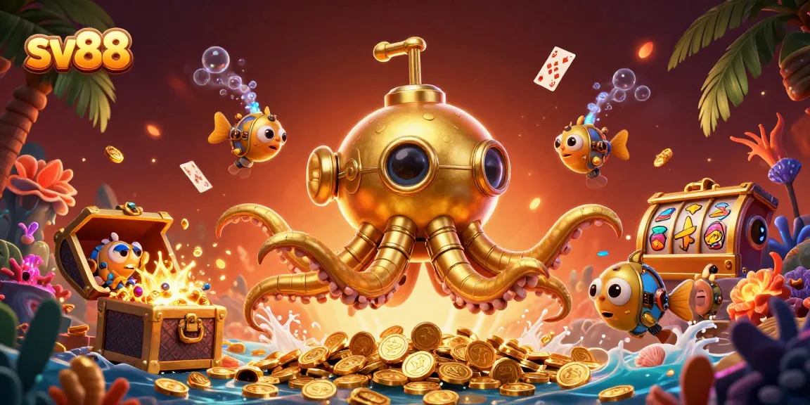Engage with sv88 as the golden kraken submarine reveals treasures in a vibrant underwater casino.
