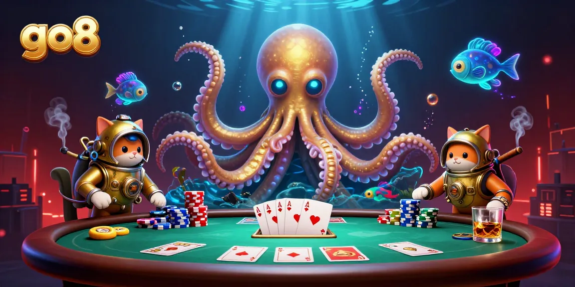Engage in thrilling gambling at go8 with vibrant poker elements and captivating underwater characters.